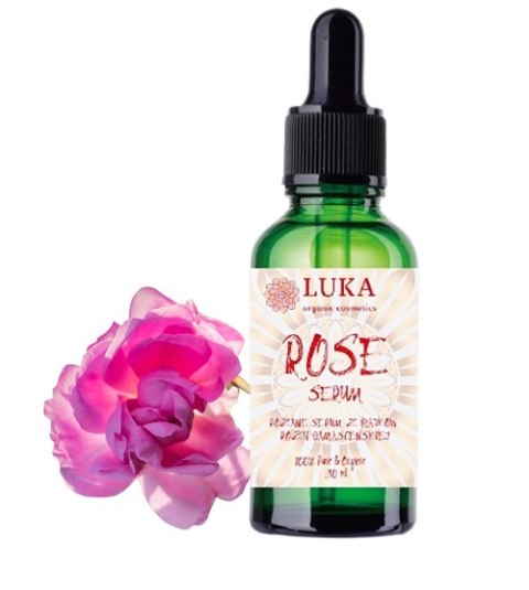 ROSE Serum 30 ml - różane serum z płatków róży damasceńskiej - 100% Pure & Organic - LUKA organic cosmetics