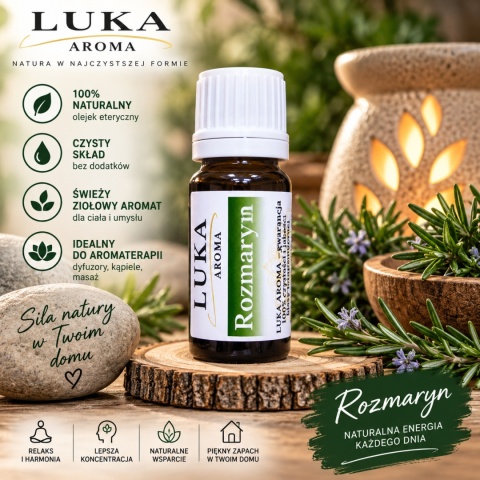 Rozmaryn 10 ml – 100% naturalny olejek eteryczny Rosmarinus Officinalis • Francja LUKA Aroma